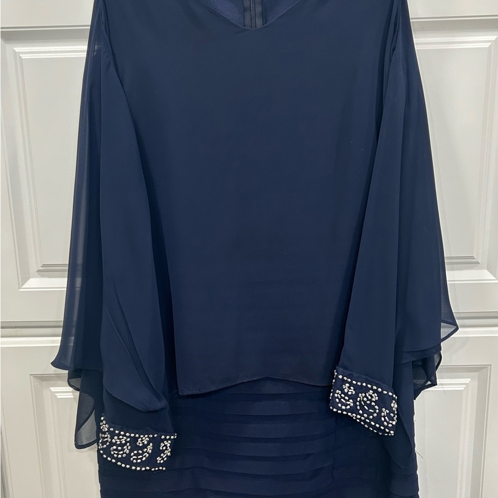 Navy woman knee length dress size 14 by Scarlett